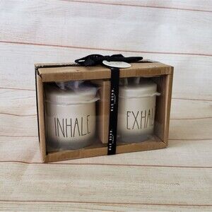 Rae Dunn Inhale/Exhale Ceramic Containers with Lids in Giftable Box